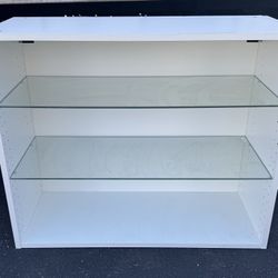 White IKEA Bookcase with 2 Glass Shelves  