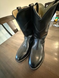 Justin Black Leather Boots, Size 9EE