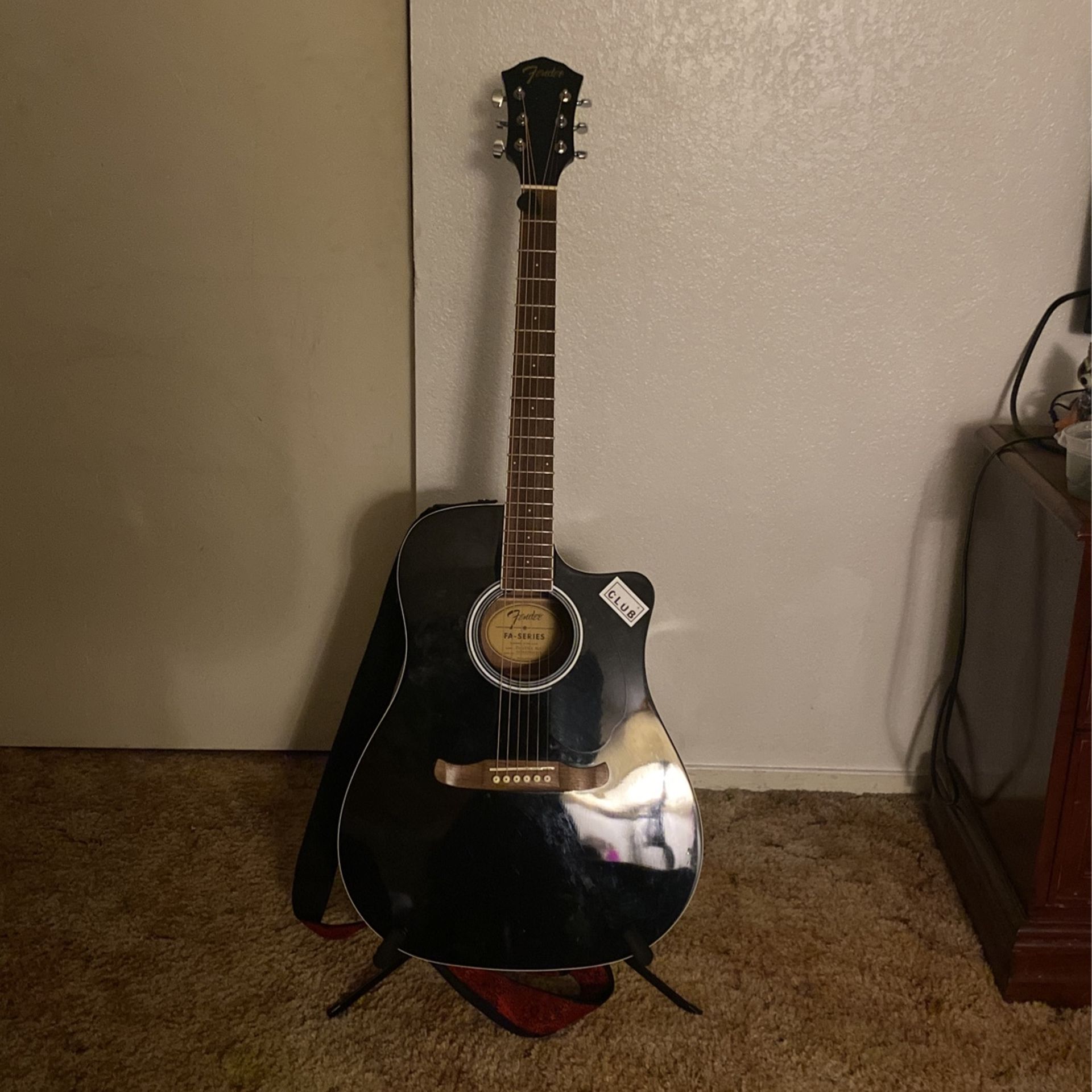 Black Fender Acoustic Guitar 