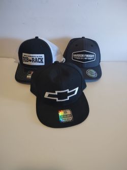 Brand new chevy. Harbor freight. River rack. Trucker hats