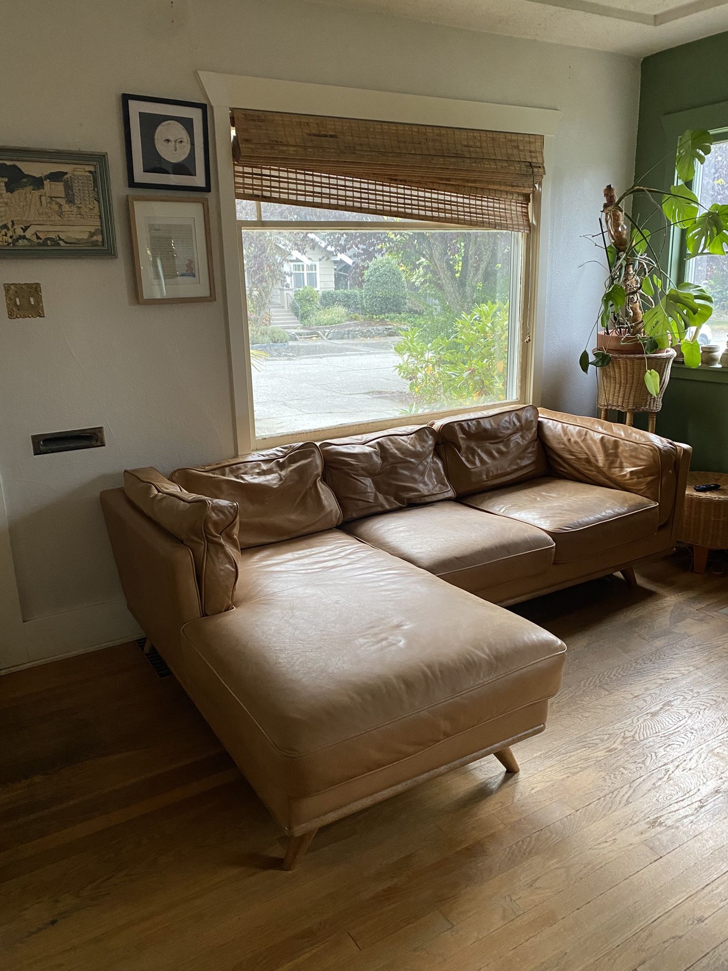 Article Timber Left Sectional Leather Couch