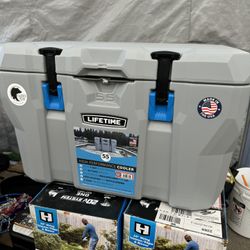 Performance, Ice Retention, Hard Cooler, 60 Can Capacity, Light Gray