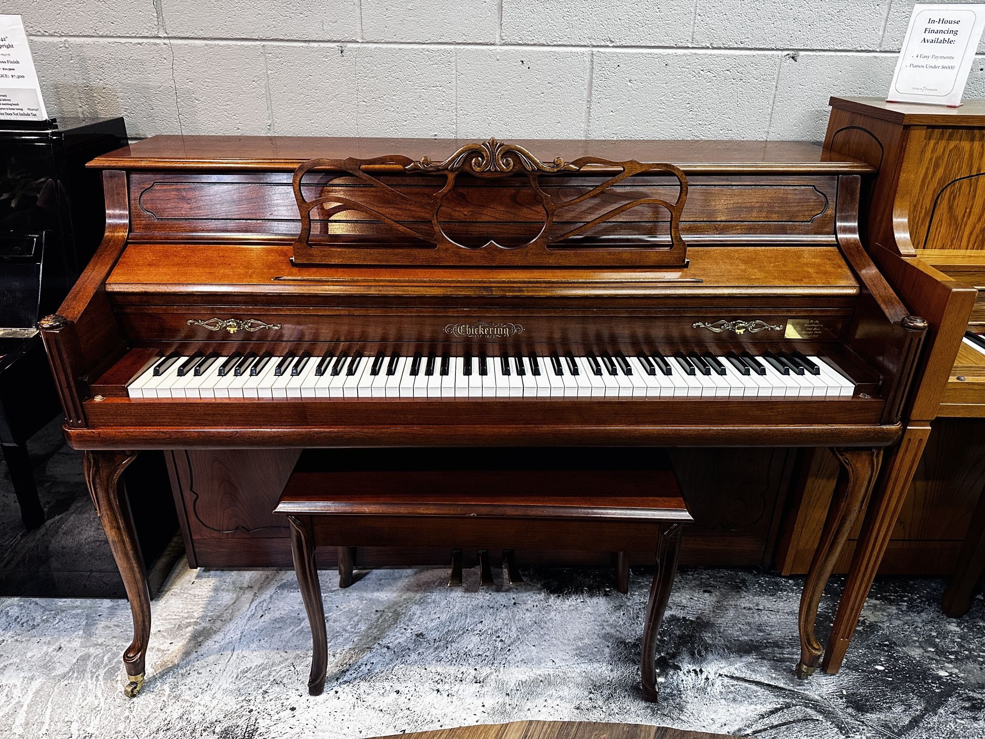 *Free* Chickering 40” Walnut Semi-Gloss Studio Upright Piano