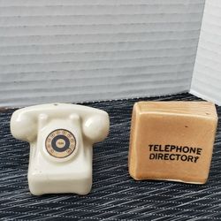 Vintage Salt And Pepper Shakers- Telephone And Phone Book