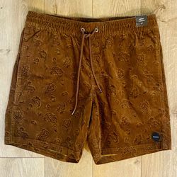 RVCA “Escape” Elastic Corduroy Shorts For Men Size Medium - Bombay Brown - NWT