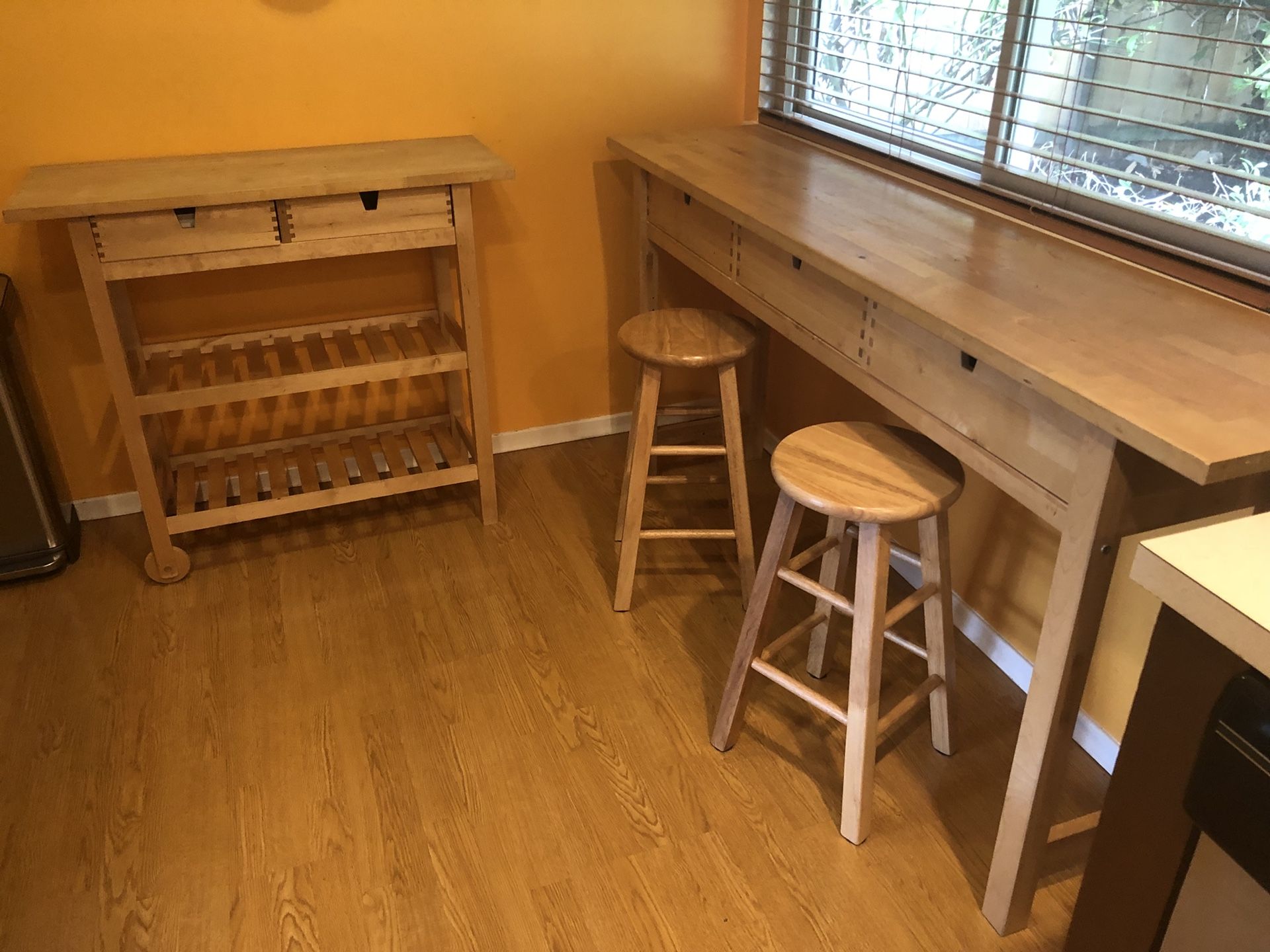 IKEA Norden and FORHOJA Birch Wooden Kitchen Cart and Organizer