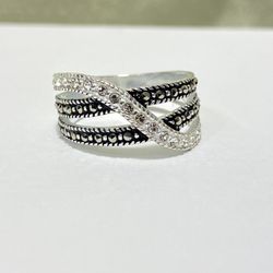 Sterling CZ & Marcasite Ring