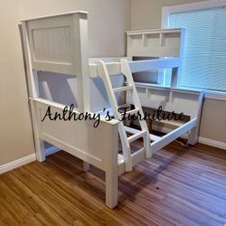 White Full Twin Bunk Bed Frame No Mattresses 