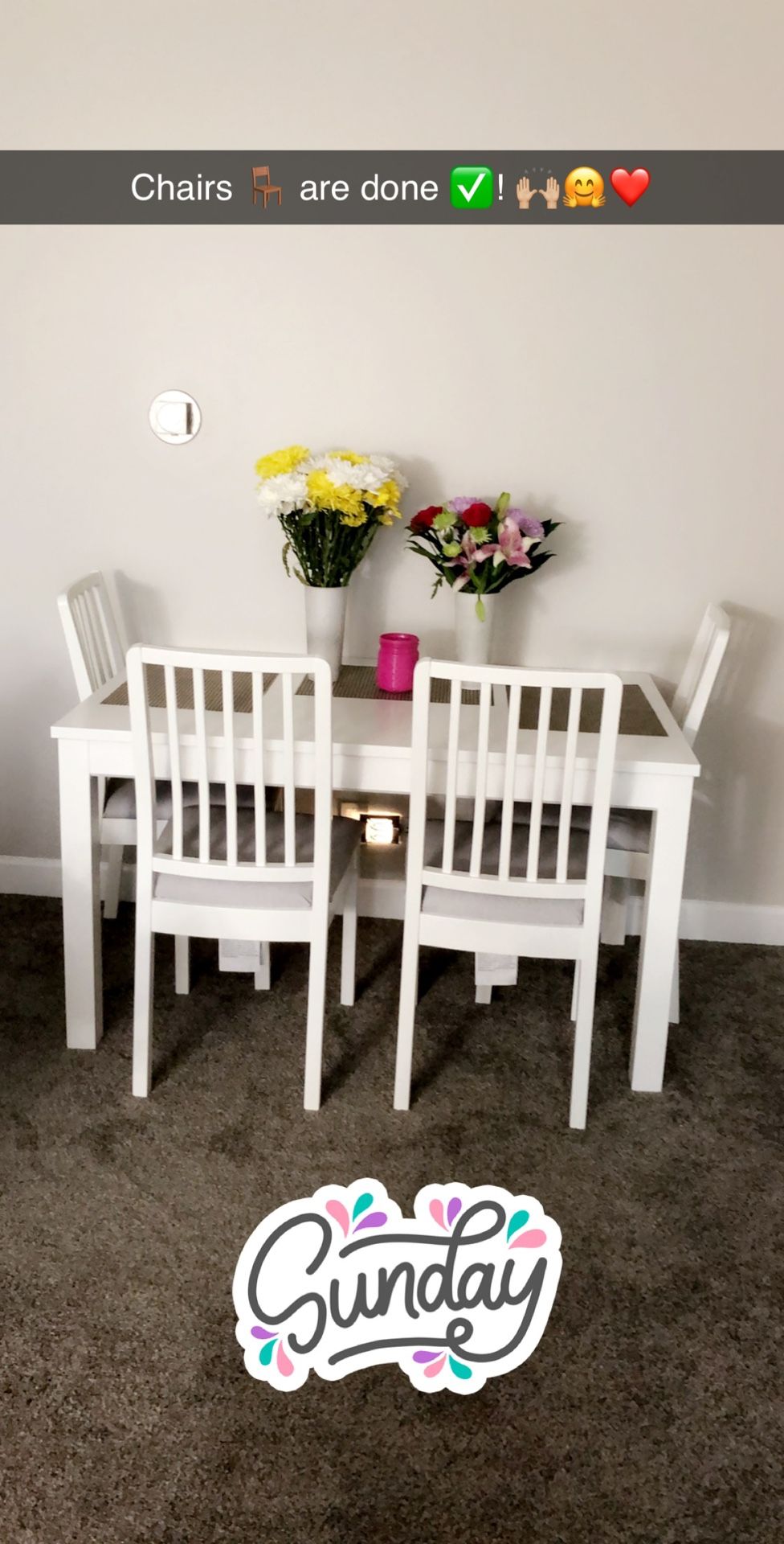 IKEA LANEBERG / EKEDALEN WHITE DINING TABLE & CHAIRS