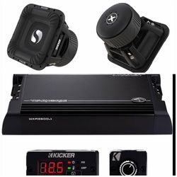 NEW POWERFUL 2 10” KICKER SOLO X  SUBWOOFERS WITH KICKER WARHORSE AMP