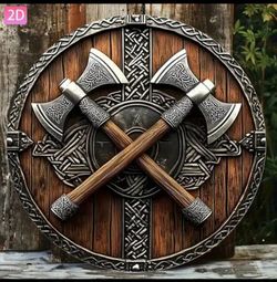 Raider's Crossed Oath — Viking Battle-Axe Wall Medallion