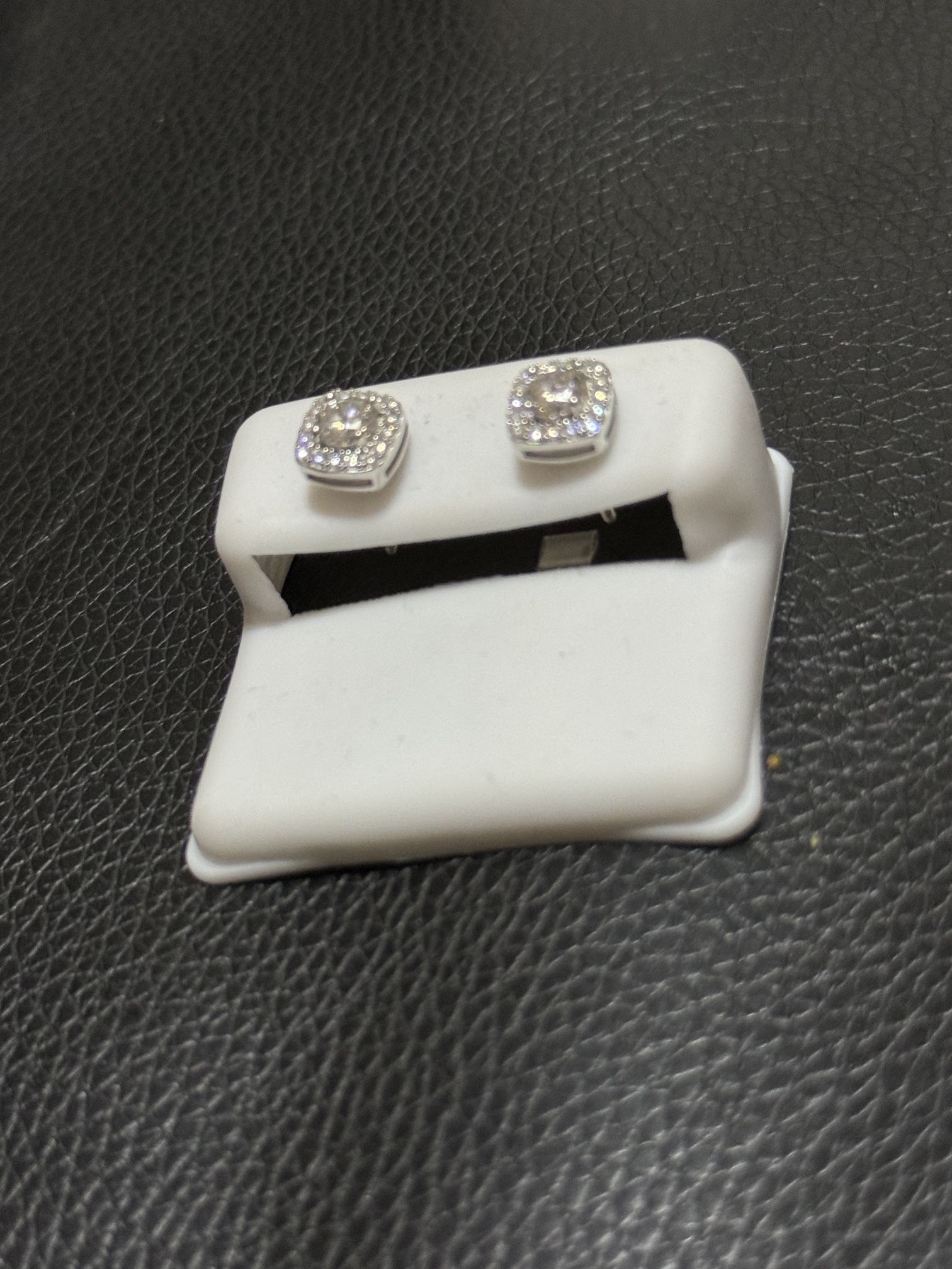 925 Sterling Silver Moissanite Square Halo earrings