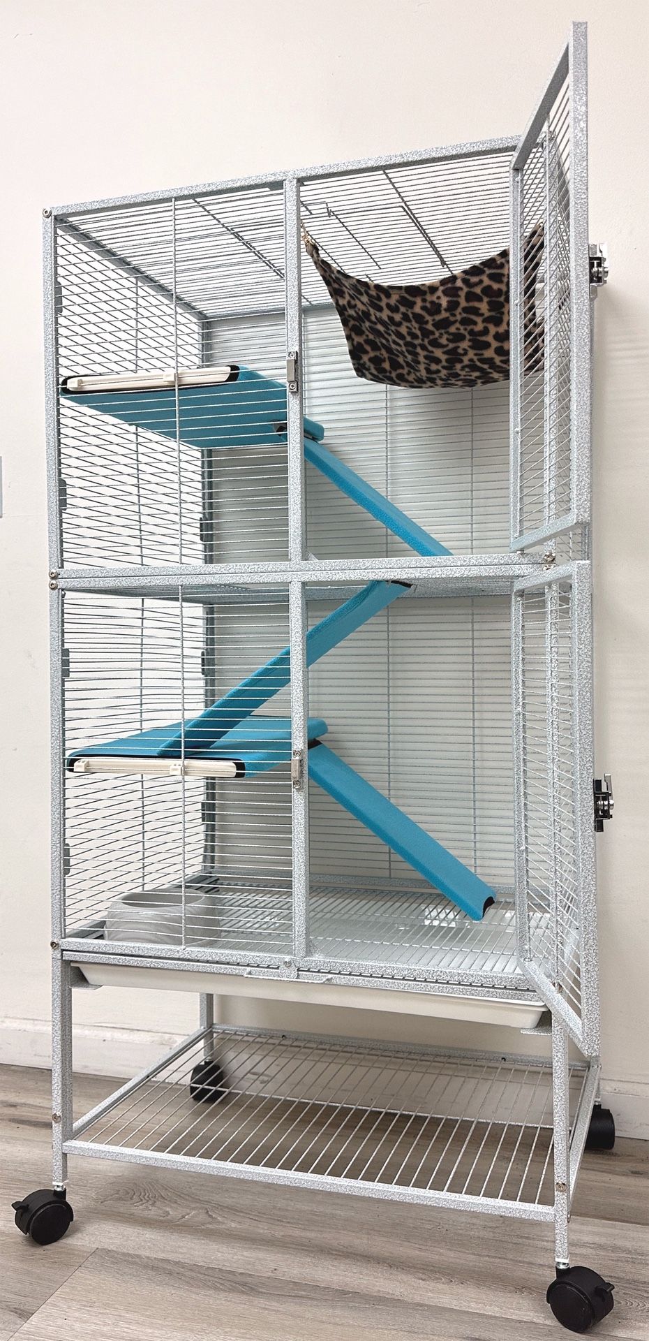 Double Unit Two Story Four Levels Small Animals Critters Rolling Cage