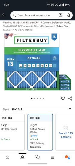 Air Filter HVAC, Air Conditioner 18x18x1
