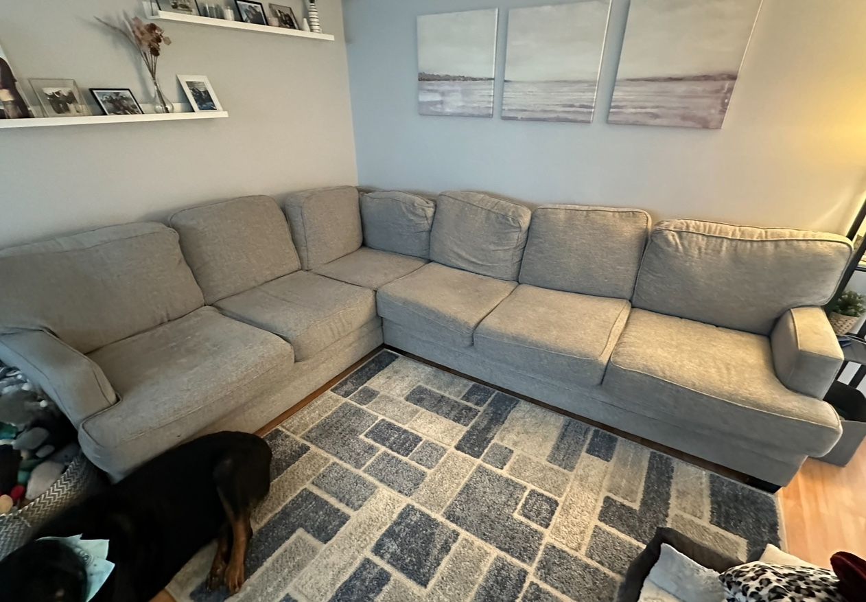 grey fabric sectional couch 