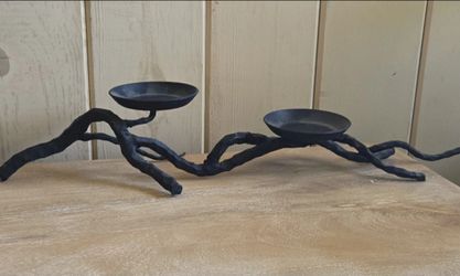 Black Metal Branch Double Candle Holder