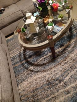 Thick Tampered Glass  Metal And Wood Coffee End Table Set