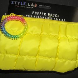 Puffer pouch with 3 expandable packets yellow
