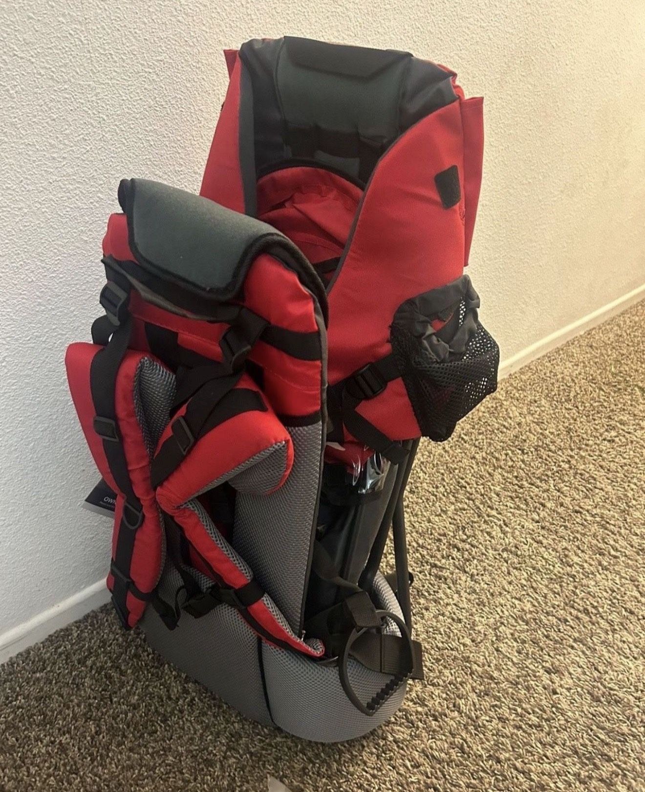 ClevrPlus Cross Country Baby Backpack Carrier, Red, Toddler Hiking Backpack with Comfortable Seat, Adjustable Straps & Belt, Foldable Frame Lightweig