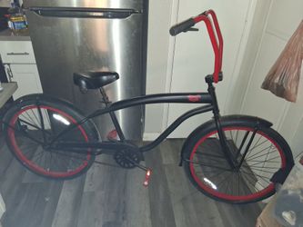 Black and Red Beach Cruiser Bicycle