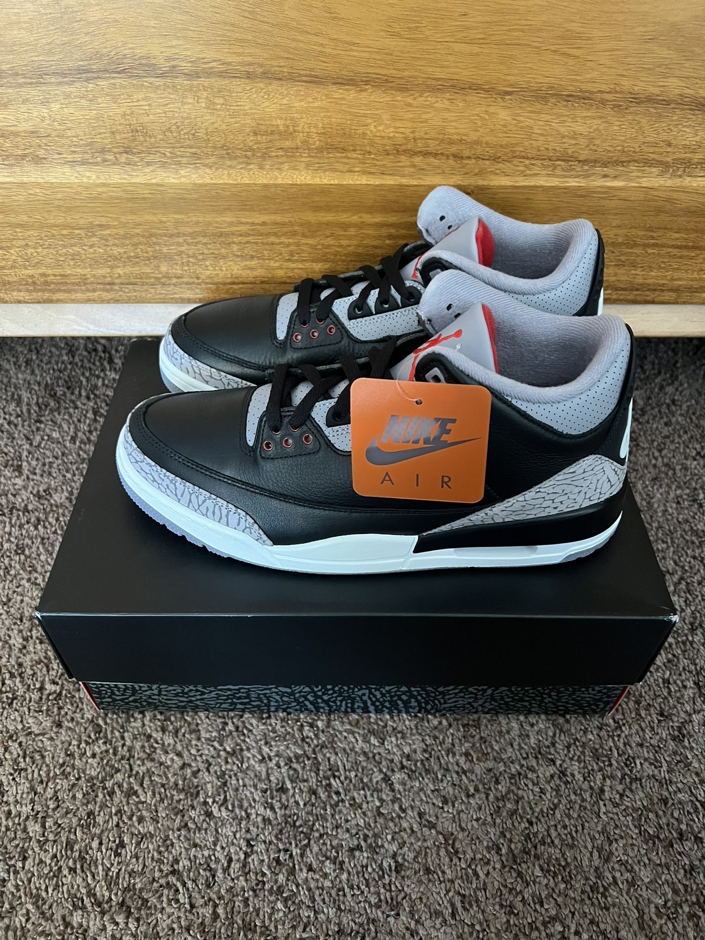 Nike Jordan Retro 3 Black Cement DS SZ 10.0