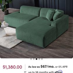 Wayfair - Manford 2 Pcs Corduroy Upholstered Sectional  