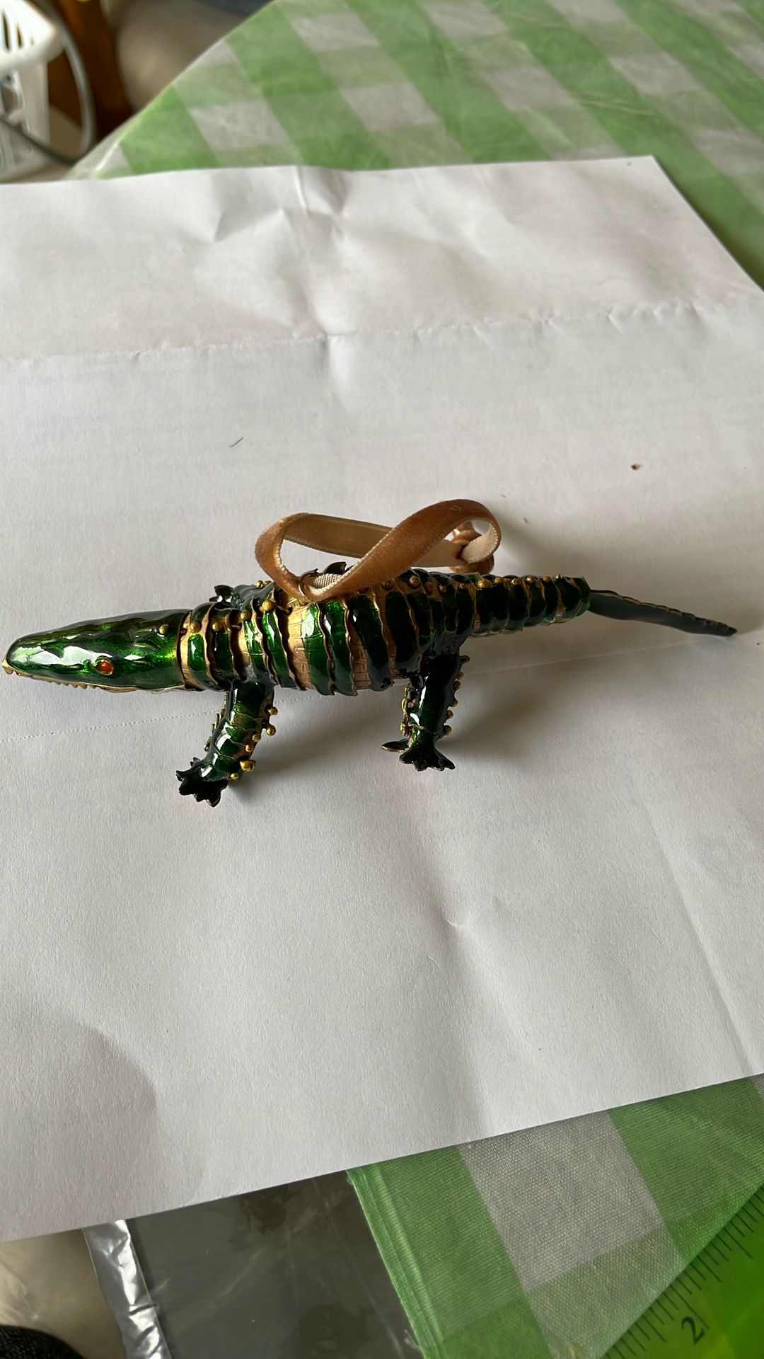 Cloisonne Articulated Alligator Hanging Ornament 5.5 Inches