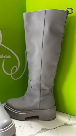 Grey leather boots  size 7