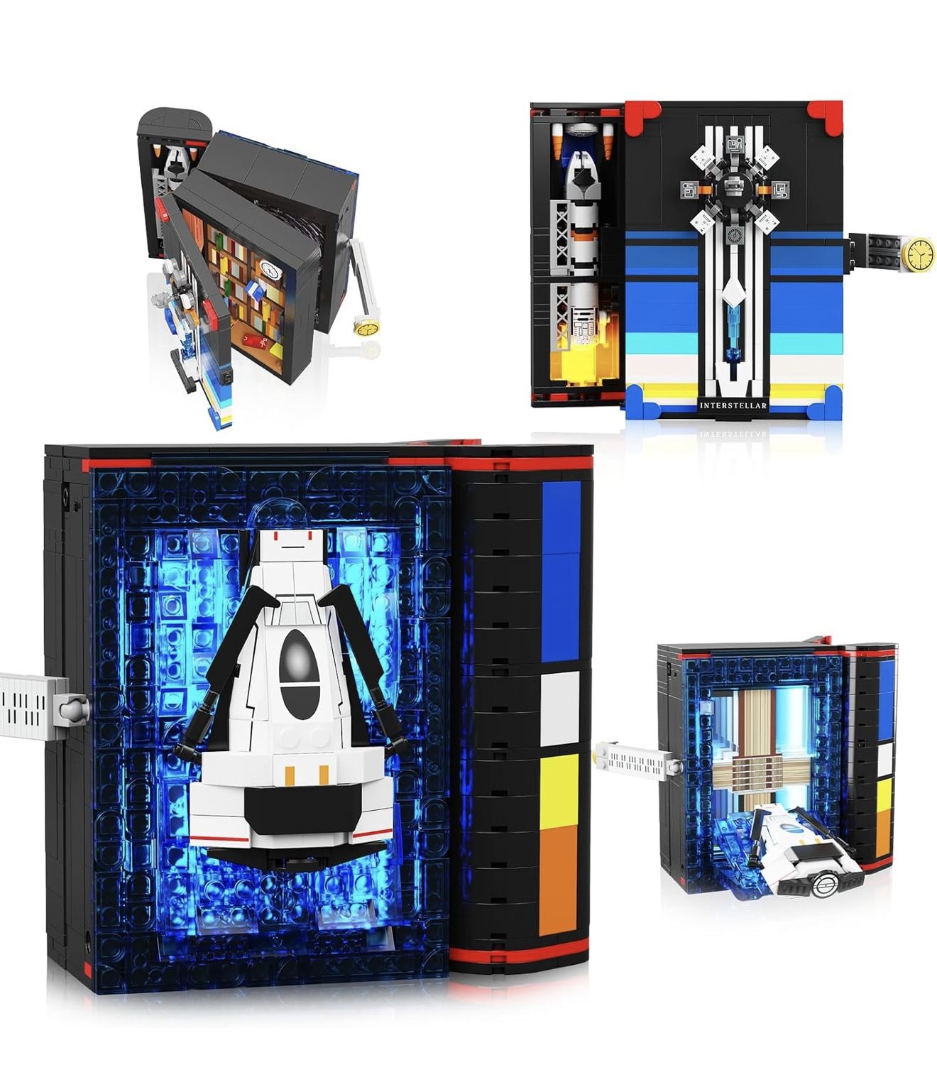 Magic Space Book Nook Building Set with LED Light, 945PCS Book Nook Building Block Sets for Bookshelf Home Decor, DIY Miniature Book Model Craft Kit,