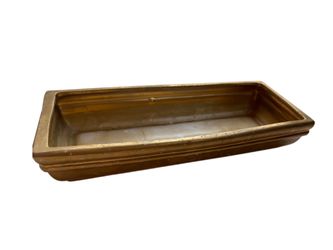 Gold shallow planter vase rectangular distressed