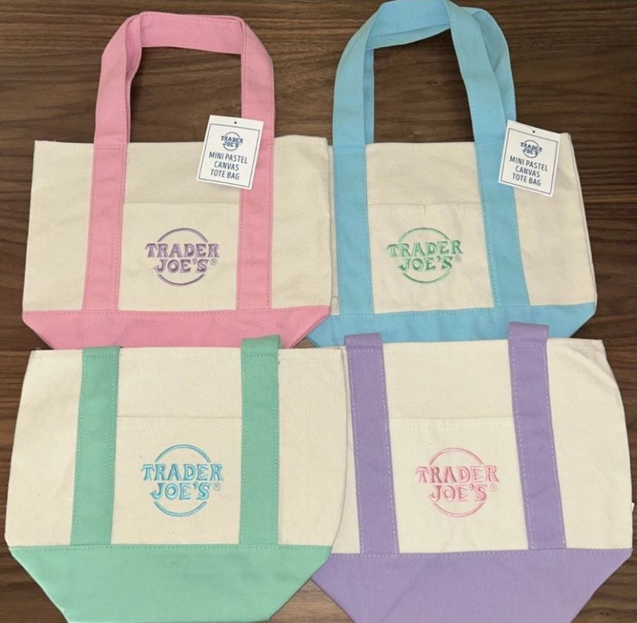 Trader Joe Pastel Mini Tote Bags SET OF 4
