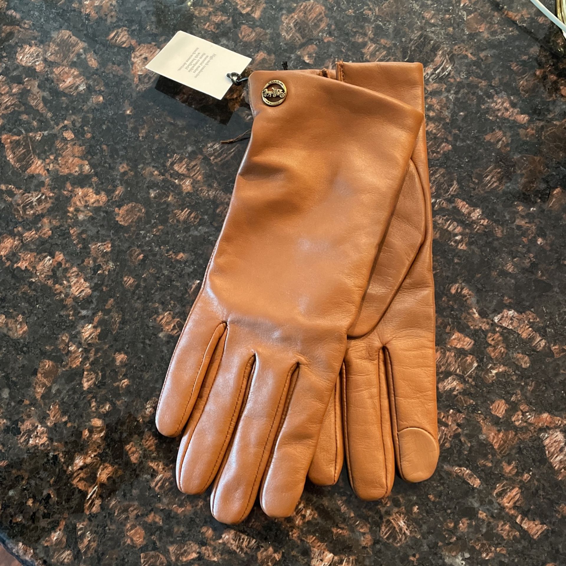 Coach Brown Leather Tech Gloves