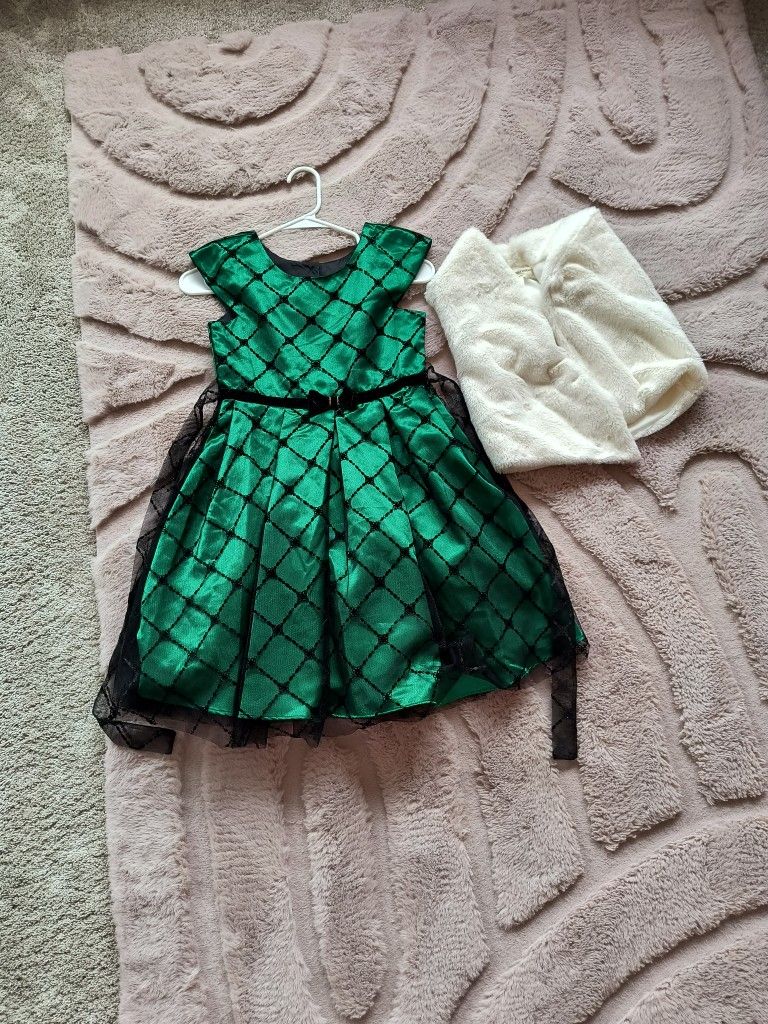 Girl Dress Size 10 Plus Fluffy White Vest