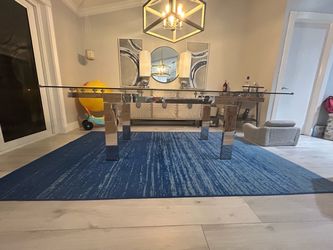 Glass Top Dining Table with Chrome Base