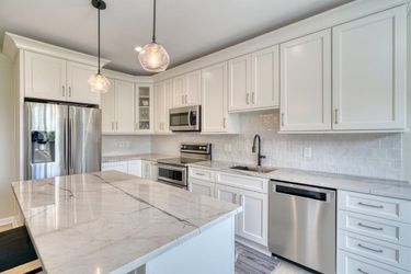 Shaker white / L-shape with island kitchen at an affordable 
