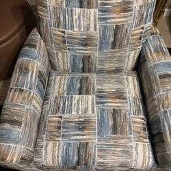 Swivel Turning Chair And Leather Ottoman 