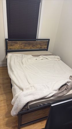 Queen bed frame and mattress