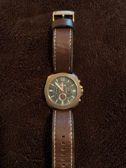 Gold FOSSIL Watch Leather Banded