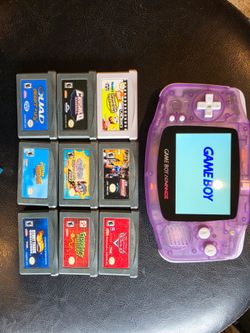 Gameboy advance with the Hispeedido V5 GBA Laminated IPS LCD screen and 9 Great games