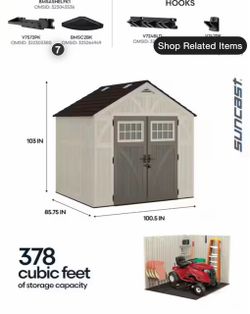 Tremont 8 ft. W x 7 ft. D Plastic Resin Storage Shed with Floor (56 sq. ft.) in Vanilla (Beige)