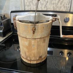 Antique Hand Crank Ice Cream Maker Bucket 