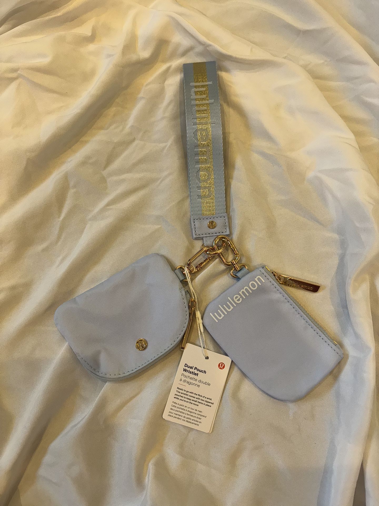 Lululemon Light Blue Dual Pouch Wristlet Brand New
