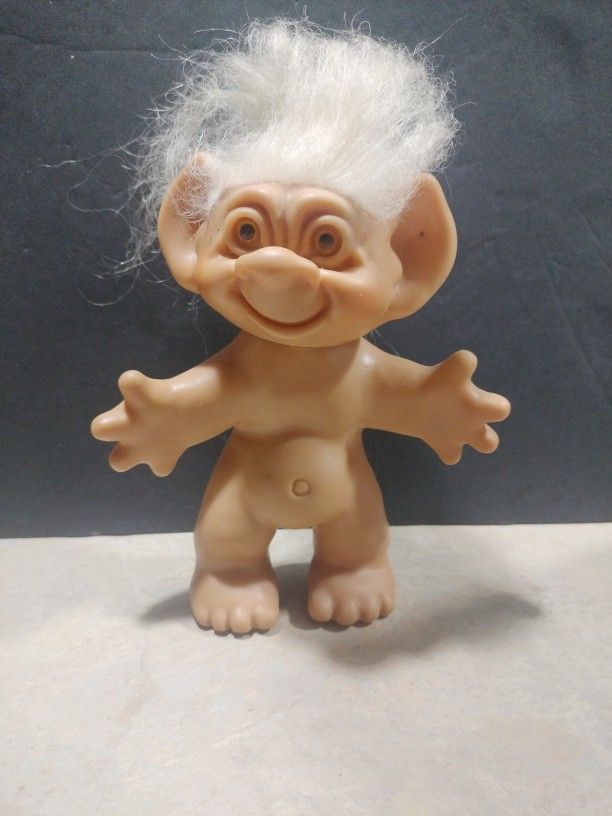 Vintage 6" Troll White Hair Amber Eyes Unmarked