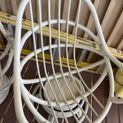 Lanai Rattan Swivel Rocker Chair in Linen Fabric with White Wash Frame