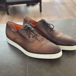 Santoni Leather Oxfords Mens Shoes Size Us 11. Made Italy.