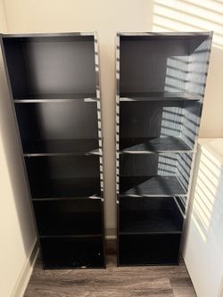 Black bookshelves