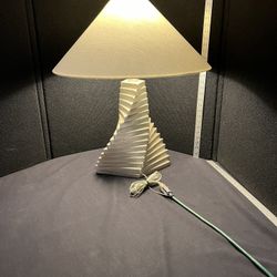 Silver Helix Spiral Lamp with Shade