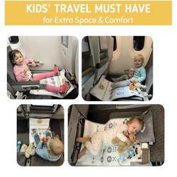 Children's Airplane Bed & Footrest 3-in-1 Kit |Baby Plane Essentials |Kids Travel Essentials |Long Flight Must Haves |Toddler Travel Bed | Best Airpla