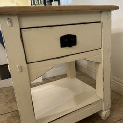Read Description * Antique White, Maple-Hazelwood Distressed End Table 