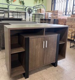 FC Design 47" Wood Buffet Sideboard Console Cabinet w/ Sled Base - Walnut